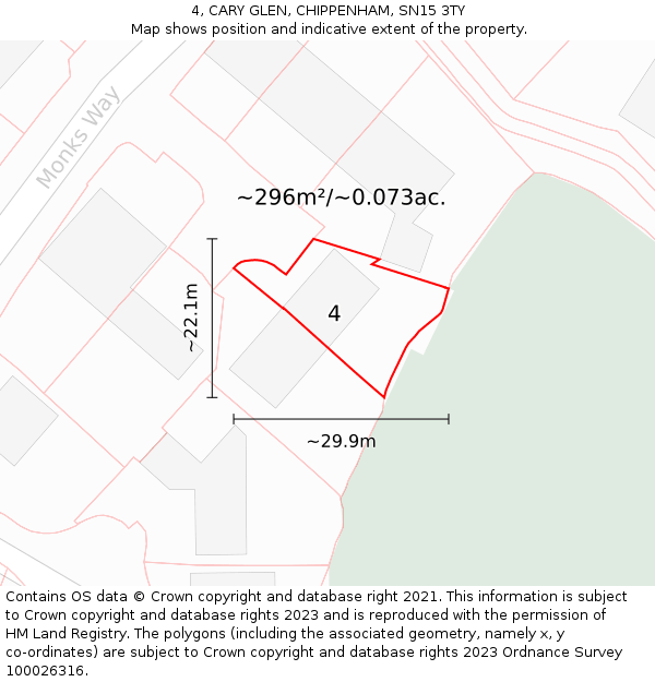 4, CARY GLEN, CHIPPENHAM, SN15 3TY: Plot and title map