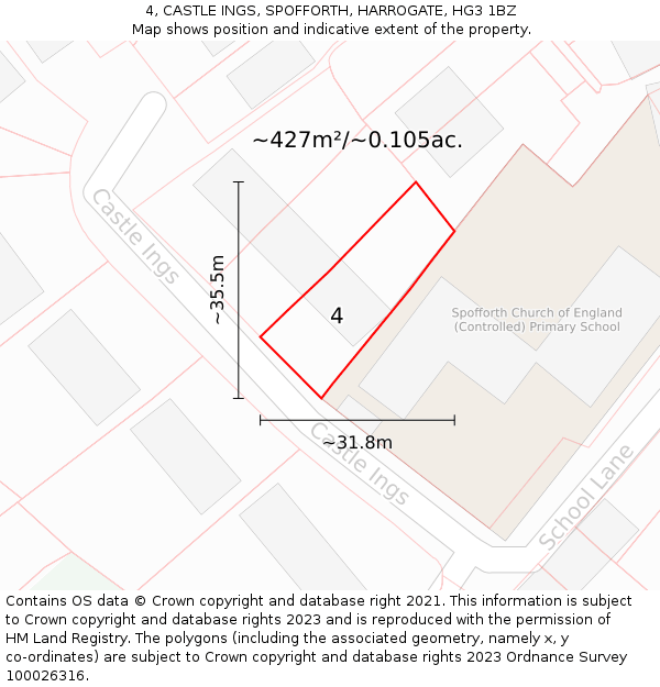 4, CASTLE INGS, SPOFFORTH, HARROGATE, HG3 1BZ: Plot and title map