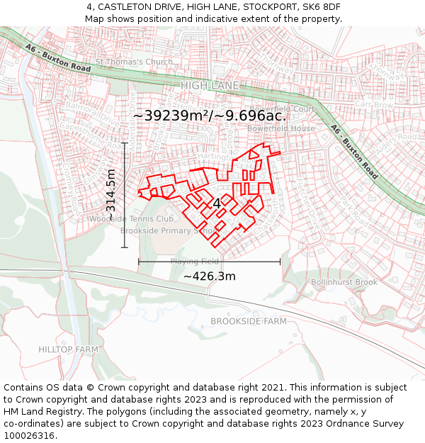 4, CASTLETON DRIVE, HIGH LANE, STOCKPORT, SK6 8DF: Plot and title map