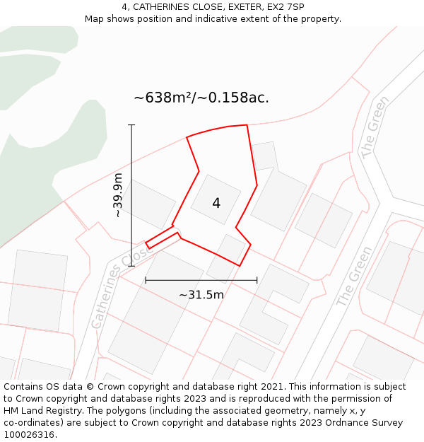 4, CATHERINES CLOSE, EXETER, EX2 7SP: Plot and title map