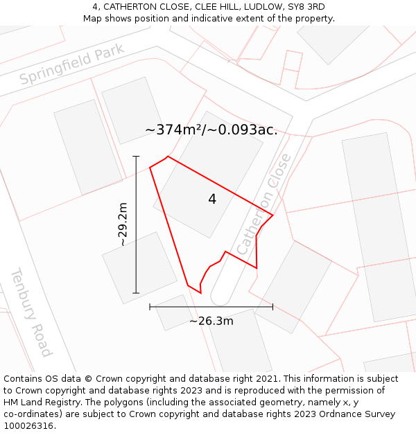 4, CATHERTON CLOSE, CLEE HILL, LUDLOW, SY8 3RD: Plot and title map