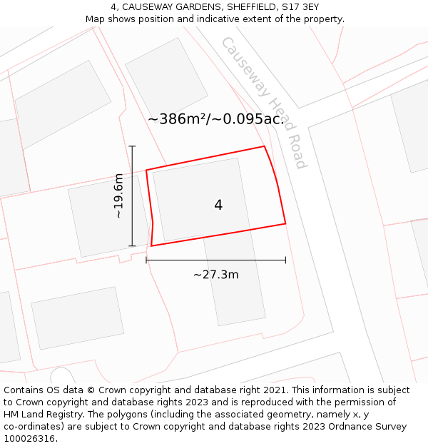 4, CAUSEWAY GARDENS, SHEFFIELD, S17 3EY: Plot and title map