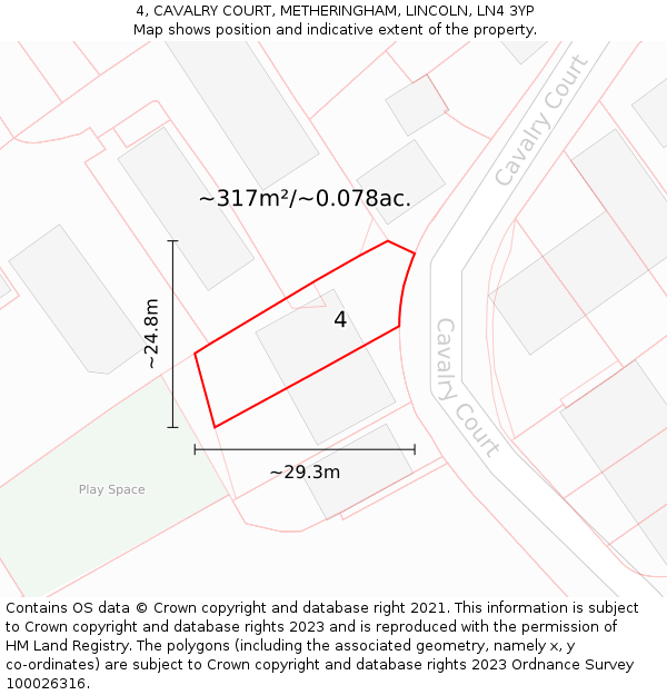 4, CAVALRY COURT, METHERINGHAM, LINCOLN, LN4 3YP: Plot and title map