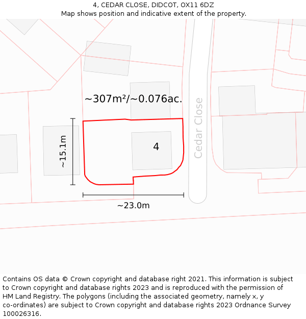 4, CEDAR CLOSE, DIDCOT, OX11 6DZ: Plot and title map