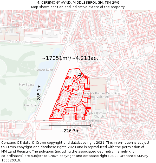 4, CEREMONY WYND, MIDDLESBROUGH, TS4 2WG: Plot and title map