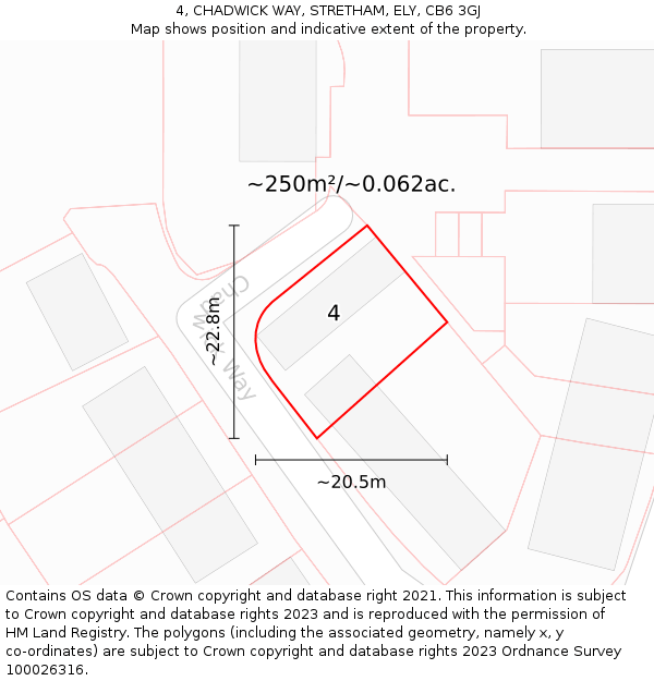 4, CHADWICK WAY, STRETHAM, ELY, CB6 3GJ: Plot and title map