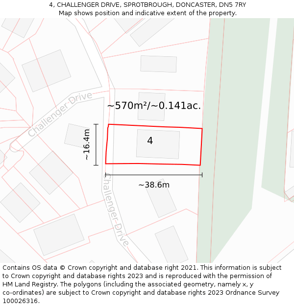 4, CHALLENGER DRIVE, SPROTBROUGH, DONCASTER, DN5 7RY: Plot and title map