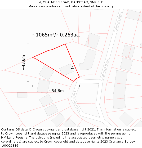 4, CHALMERS ROAD, BANSTEAD, SM7 3HF: Plot and title map