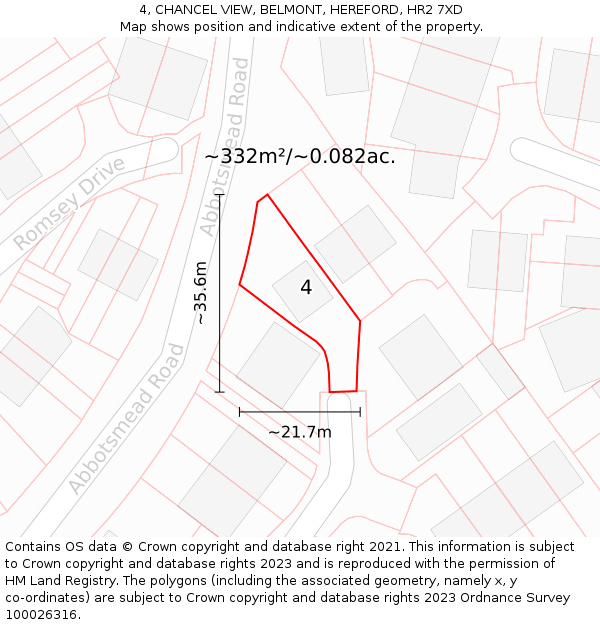 4, CHANCEL VIEW, BELMONT, HEREFORD, HR2 7XD: Plot and title map