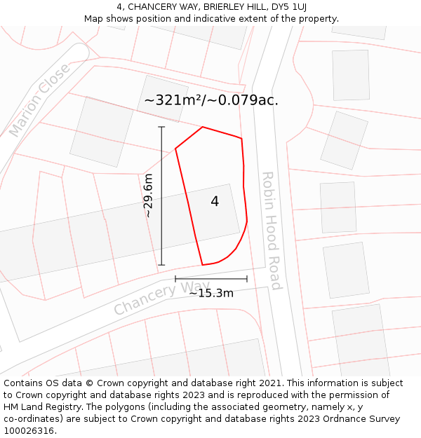 4, CHANCERY WAY, BRIERLEY HILL, DY5 1UJ: Plot and title map