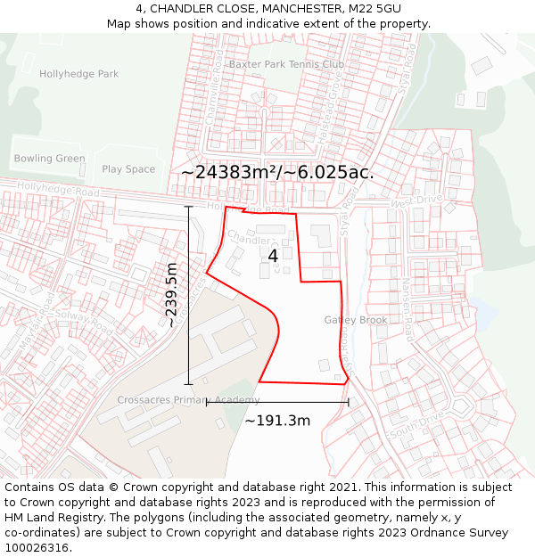 4, CHANDLER CLOSE, MANCHESTER, M22 5GU: Plot and title map