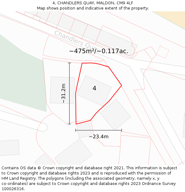 4, CHANDLERS QUAY, MALDON, CM9 4LF: Plot and title map