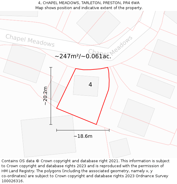 4, CHAPEL MEADOWS, TARLETON, PRESTON, PR4 6WA: Plot and title map