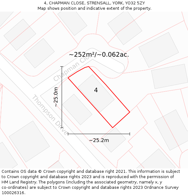 4, CHAPMAN CLOSE, STRENSALL, YORK, YO32 5ZY: Plot and title map