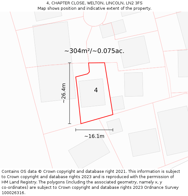 4, CHAPTER CLOSE, WELTON, LINCOLN, LN2 3FS: Plot and title map