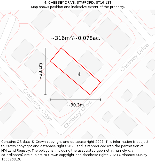 4, CHEBSEY DRIVE, STAFFORD, ST16 1ST: Plot and title map