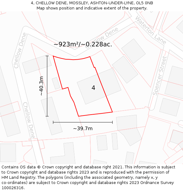 4, CHELLOW DENE, MOSSLEY, ASHTON-UNDER-LYNE, OL5 0NB: Plot and title map