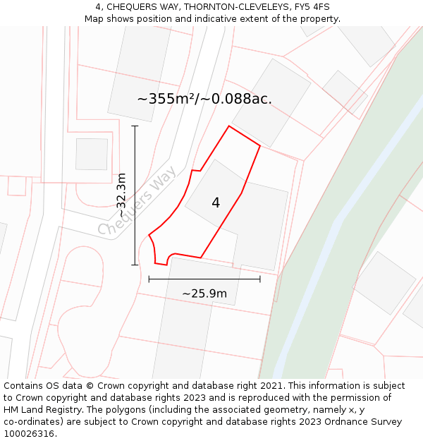 4, CHEQUERS WAY, THORNTON-CLEVELEYS, FY5 4FS: Plot and title map