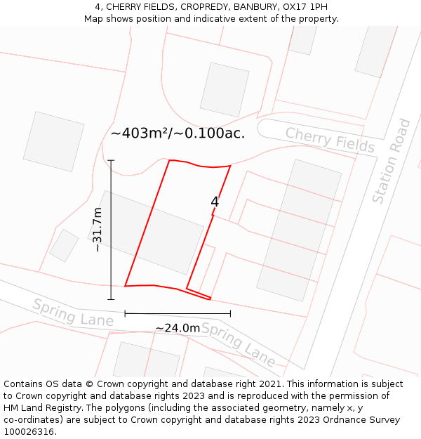 4, CHERRY FIELDS, CROPREDY, BANBURY, OX17 1PH: Plot and title map