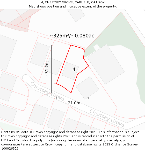 4, CHERTSEY GROVE, CARLISLE, CA1 2QY: Plot and title map
