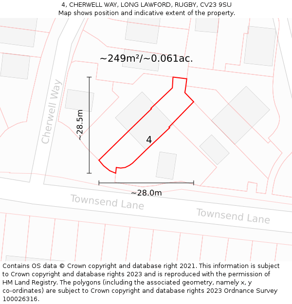 4, CHERWELL WAY, LONG LAWFORD, RUGBY, CV23 9SU: Plot and title map