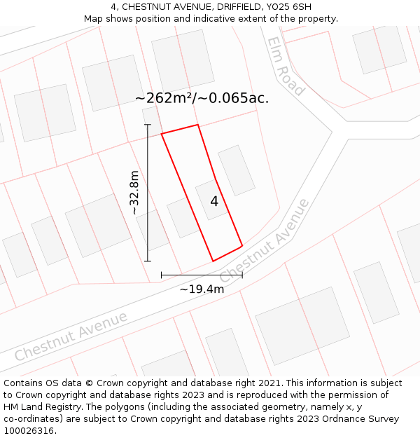 4, CHESTNUT AVENUE, DRIFFIELD, YO25 6SH: Plot and title map