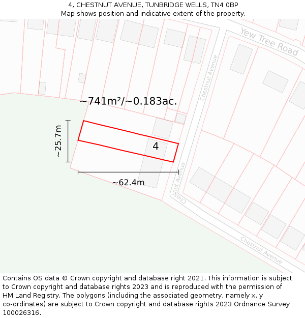 4, CHESTNUT AVENUE, TUNBRIDGE WELLS, TN4 0BP: Plot and title map