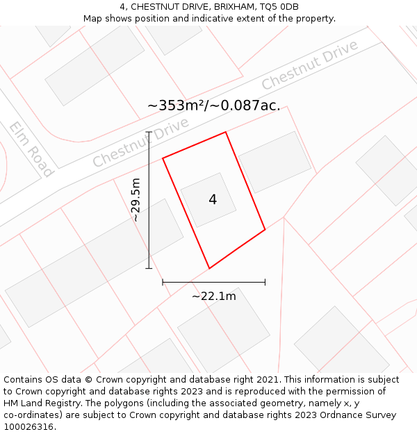 4, CHESTNUT DRIVE, BRIXHAM, TQ5 0DB: Plot and title map
