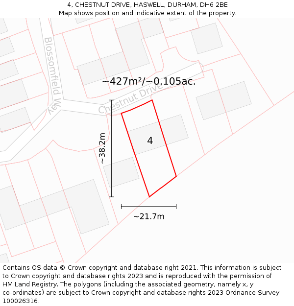 4, CHESTNUT DRIVE, HASWELL, DURHAM, DH6 2BE: Plot and title map