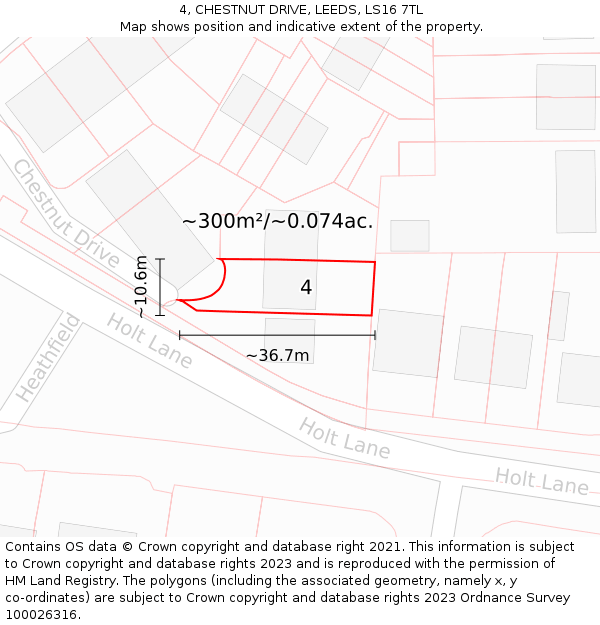 4, CHESTNUT DRIVE, LEEDS, LS16 7TL: Plot and title map