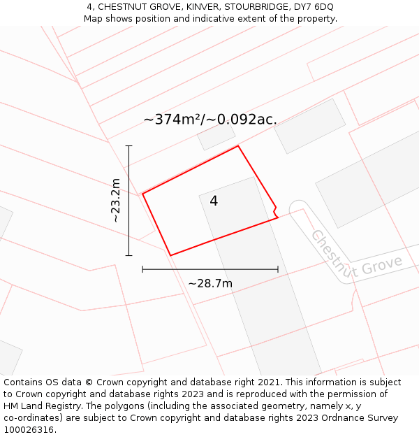 4, CHESTNUT GROVE, KINVER, STOURBRIDGE, DY7 6DQ: Plot and title map