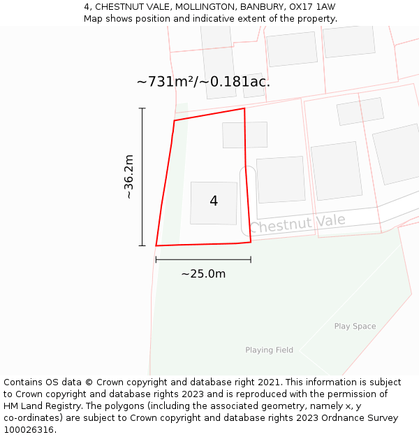 4, CHESTNUT VALE, MOLLINGTON, BANBURY, OX17 1AW: Plot and title map