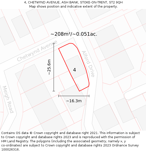 4, CHETWYND AVENUE, ASH BANK, STOKE-ON-TRENT, ST2 9QH: Plot and title map