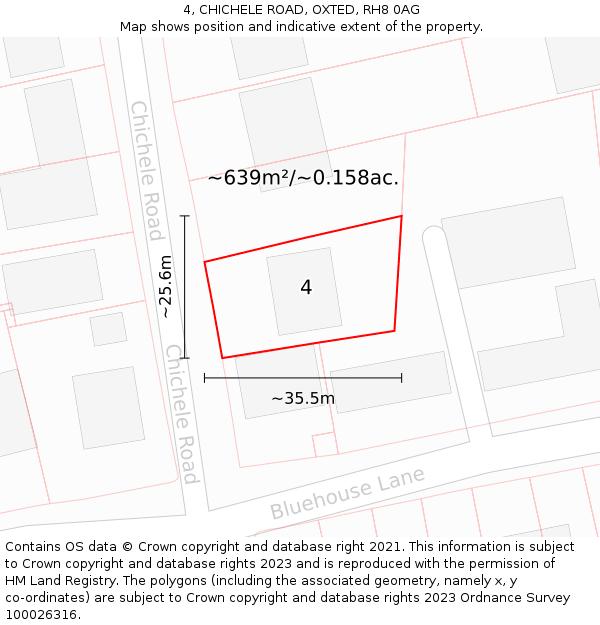 4, CHICHELE ROAD, OXTED, RH8 0AG: Plot and title map