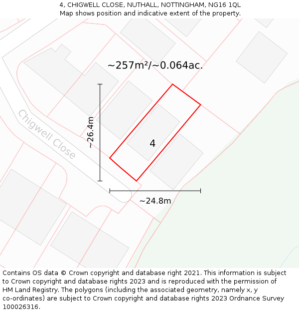 4, CHIGWELL CLOSE, NUTHALL, NOTTINGHAM, NG16 1QL: Plot and title map