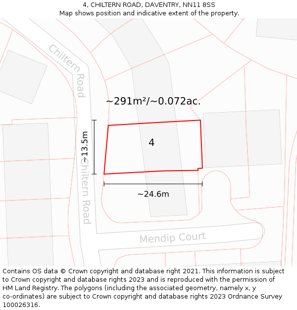 4, CHILTERN ROAD, DAVENTRY, NN11 8SS: Plot and title map