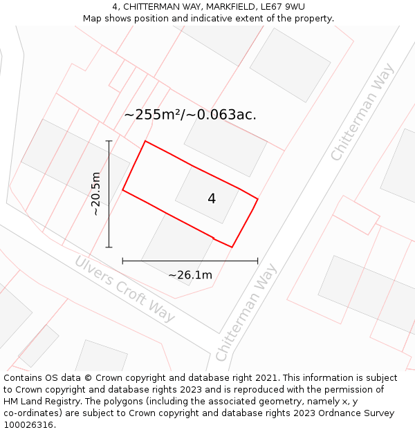 4, CHITTERMAN WAY, MARKFIELD, LE67 9WU: Plot and title map