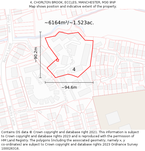 4, CHORLTON BROOK, ECCLES, MANCHESTER, M30 9NP: Plot and title map