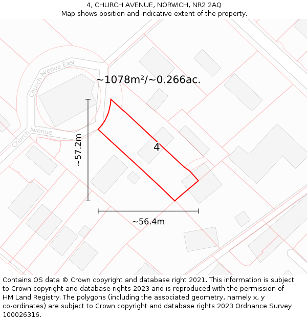 4, CHURCH AVENUE, NORWICH, NR2 2AQ: Plot and title map