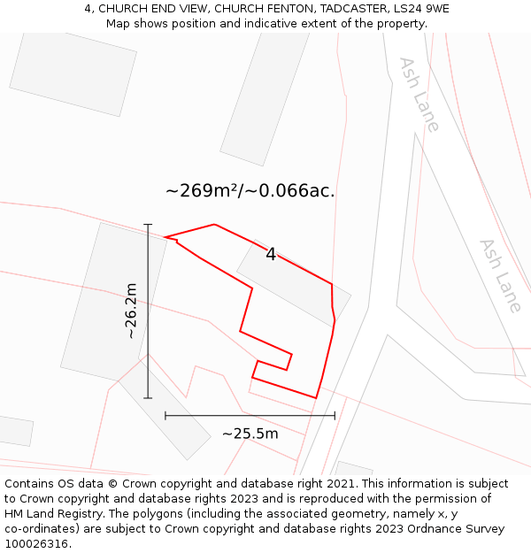 4, CHURCH END VIEW, CHURCH FENTON, TADCASTER, LS24 9WE: Plot and title map