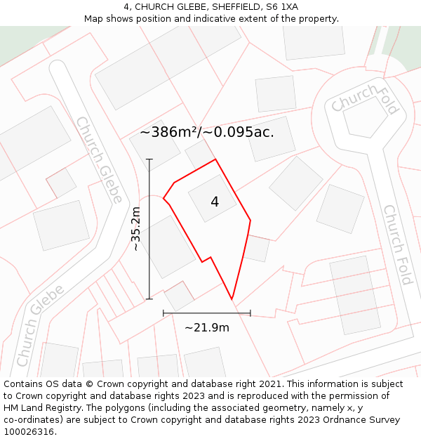 4, CHURCH GLEBE, SHEFFIELD, S6 1XA: Plot and title map