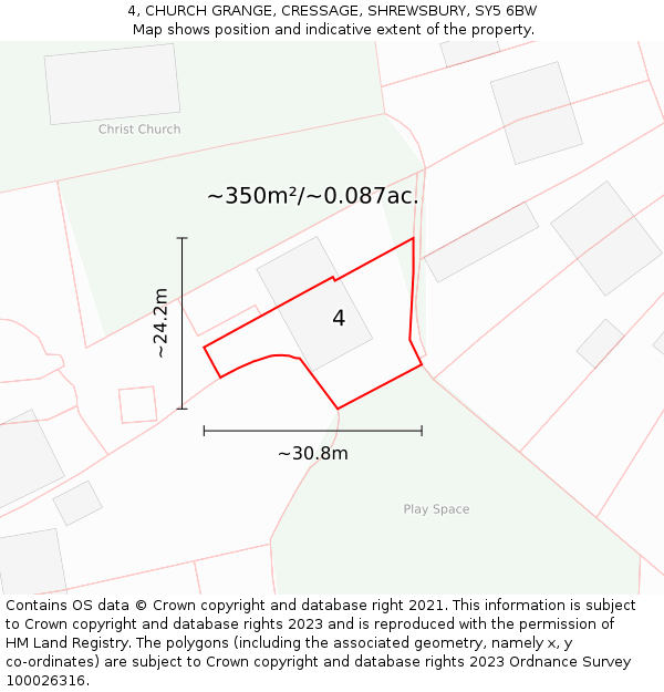4, CHURCH GRANGE, CRESSAGE, SHREWSBURY, SY5 6BW: Plot and title map
