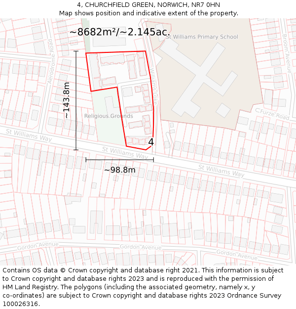4, CHURCHFIELD GREEN, NORWICH, NR7 0HN: Plot and title map