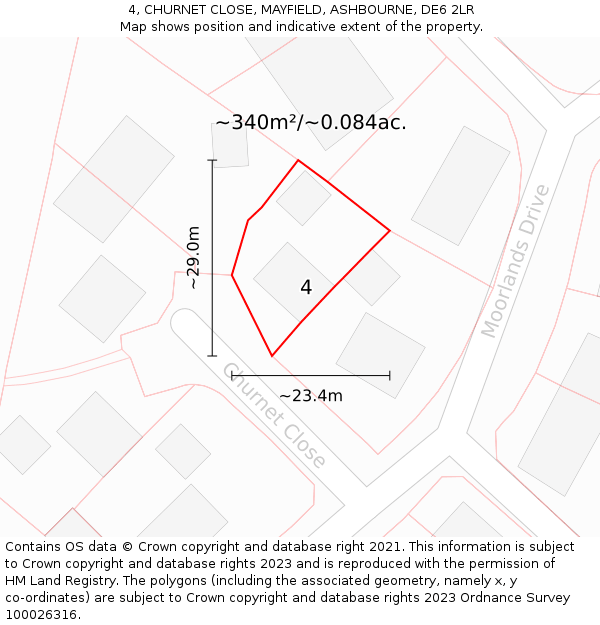 4, CHURNET CLOSE, MAYFIELD, ASHBOURNE, DE6 2LR: Plot and title map