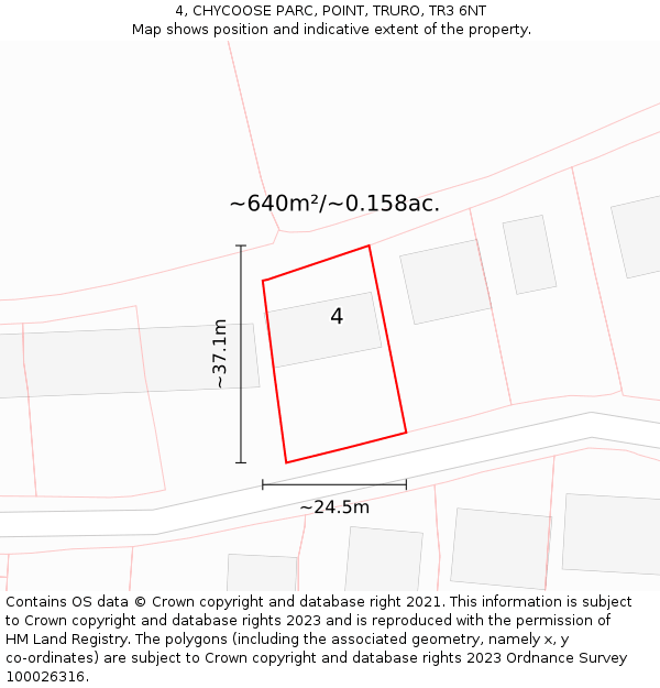 4, CHYCOOSE PARC, POINT, TRURO, TR3 6NT: Plot and title map