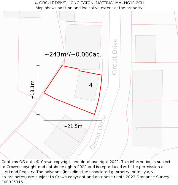 4, CIRCUIT DRIVE, LONG EATON, NOTTINGHAM, NG10 2GH: Plot and title map