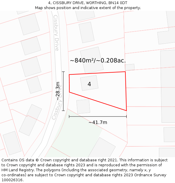 4, CISSBURY DRIVE, WORTHING, BN14 0DT: Plot and title map