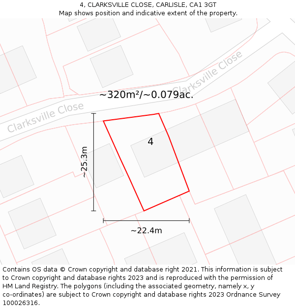 4, CLARKSVILLE CLOSE, CARLISLE, CA1 3GT: Plot and title map