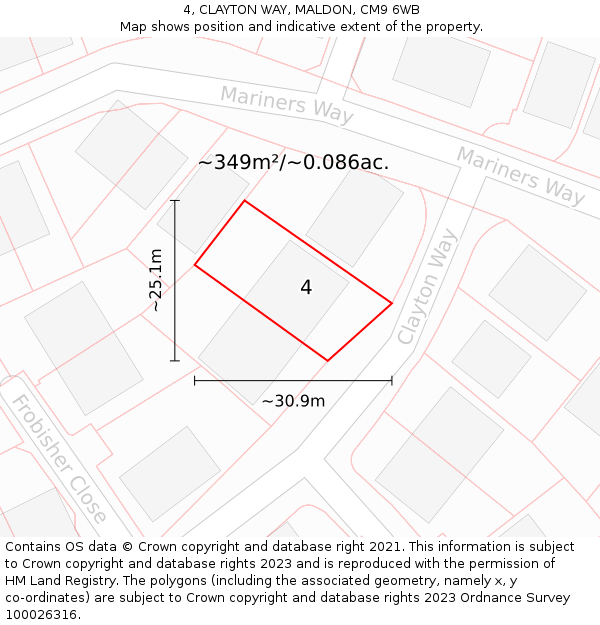 4, CLAYTON WAY, MALDON, CM9 6WB: Plot and title map