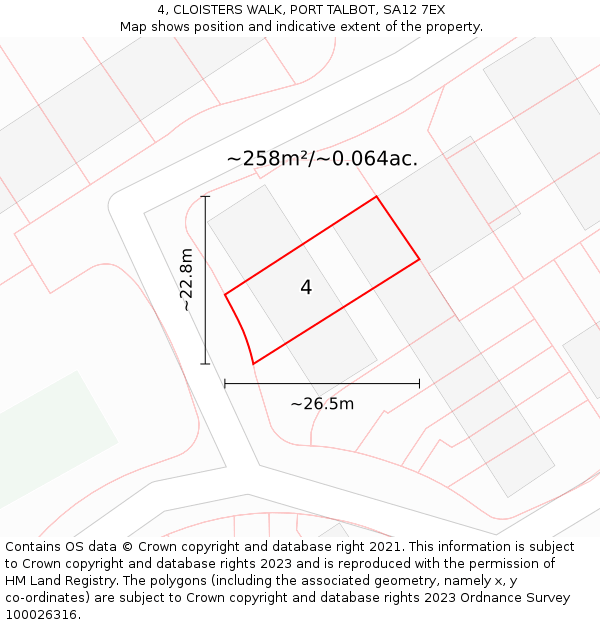 4, CLOISTERS WALK, PORT TALBOT, SA12 7EX: Plot and title map